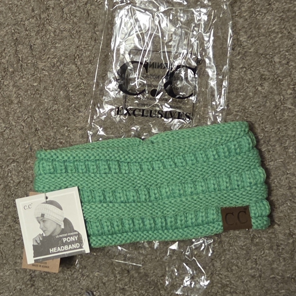 C.C Mint Green Knit Ponytail Headband